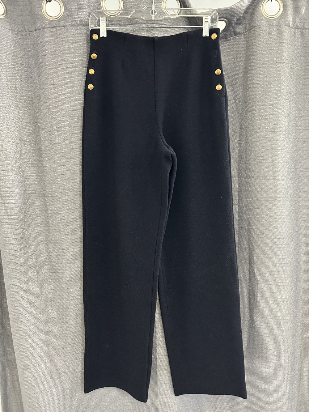 Ralph Lauren Black Straight-Leg Pants with Gold Buttons